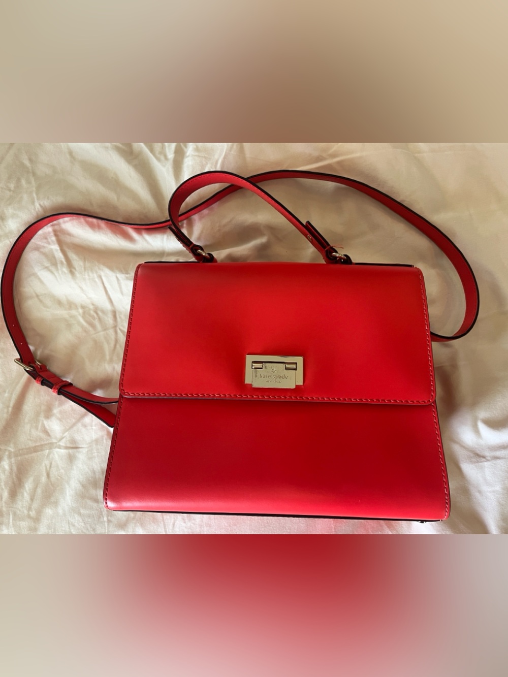 kate spade Red Leather Structured Crossbody with Gold Hardware